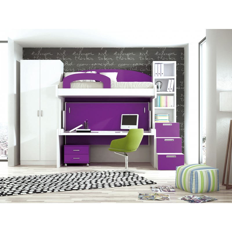 Dormitorio con literas escritorio Pilar